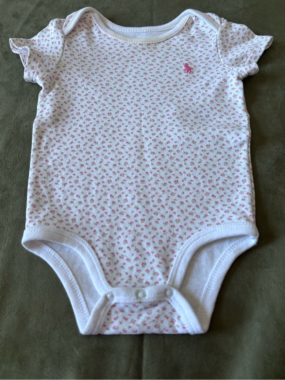 POLO RALPH LAUREN Baby Girl Floral Pink Rosebud Bodysuit 6 MO. 🌹